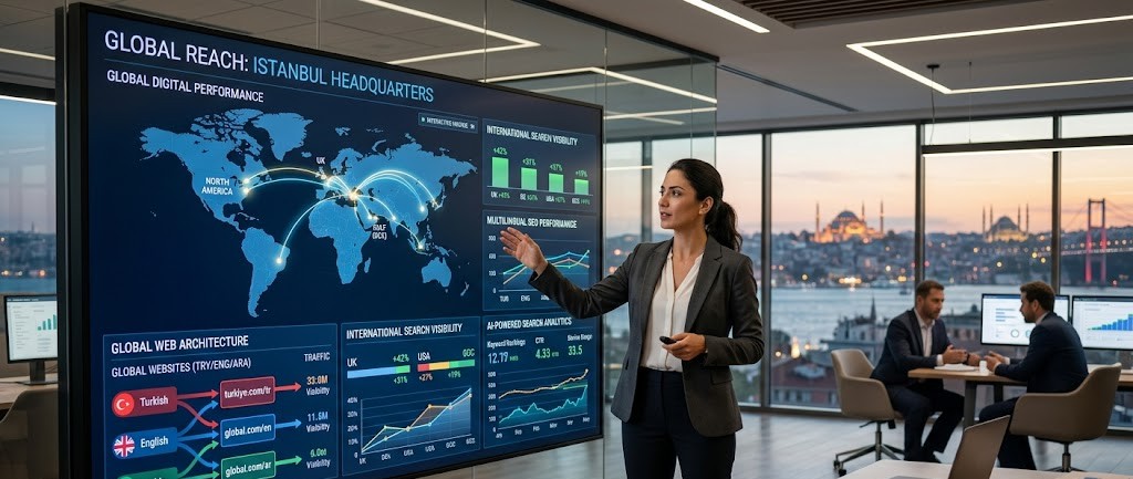 Multilingual AI SEO strategy connecting Turkish websites with UK and global search markets.
